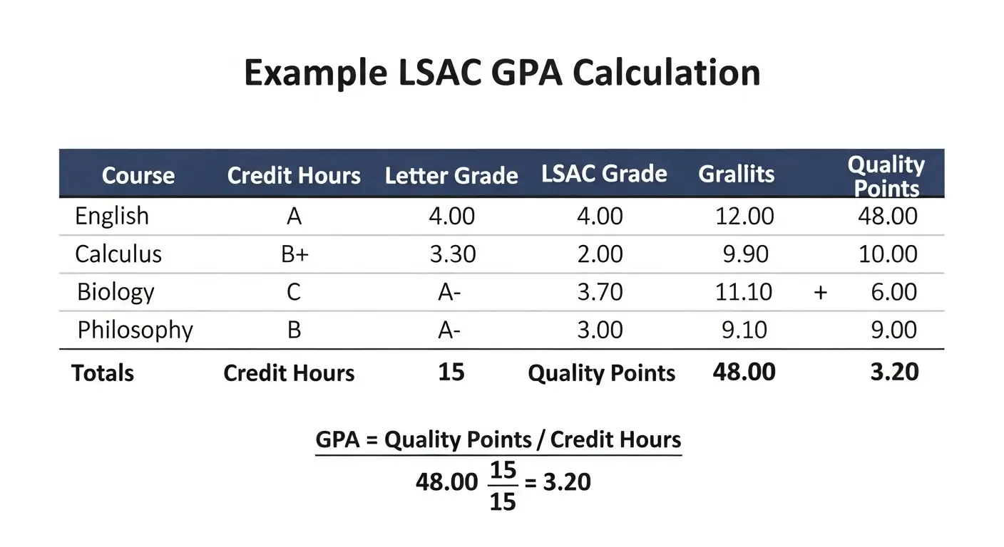 exampel of lsac gpa calculation method