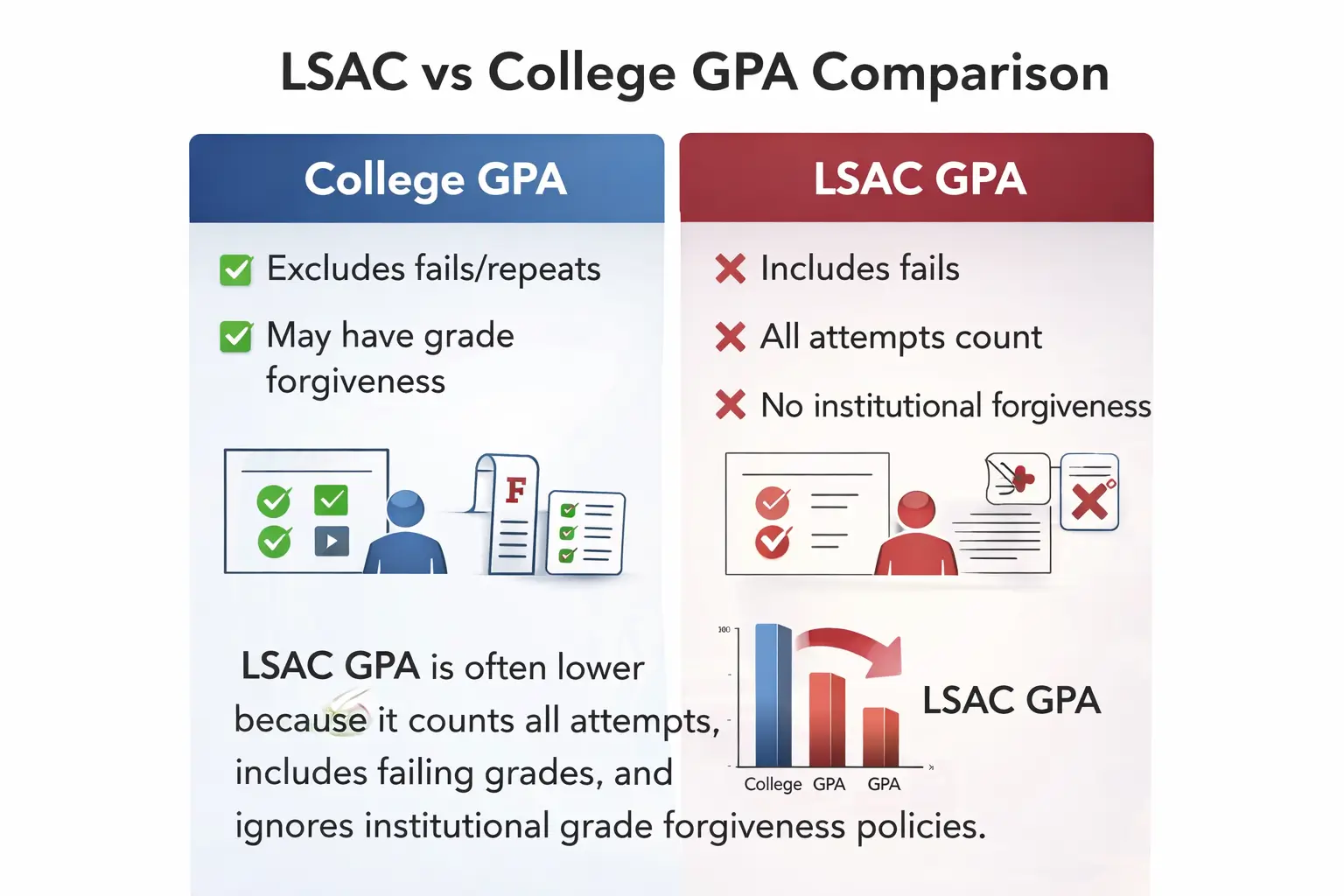 differences Between lsac cas gpa vs college gpa